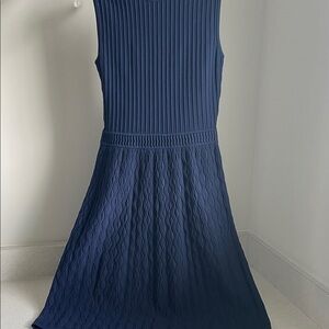 Tory Burch Deep Blue Ribbed Knit Midi Dress - S